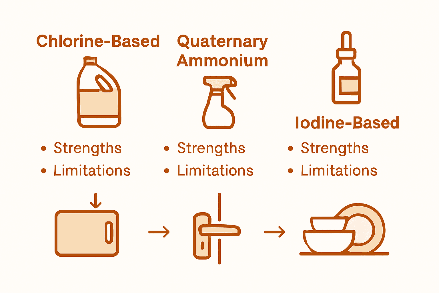 Sanitizer Types for Restaurants: Ensuring Safe Dining 2 Infographic comparing three main restaurant sanitizer types