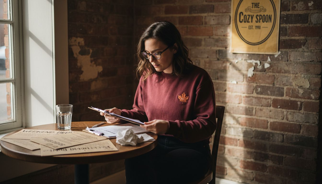 Branding for Small Restaurants: Building Loyalty in Canada 1 Manager reviewing brand identity documents