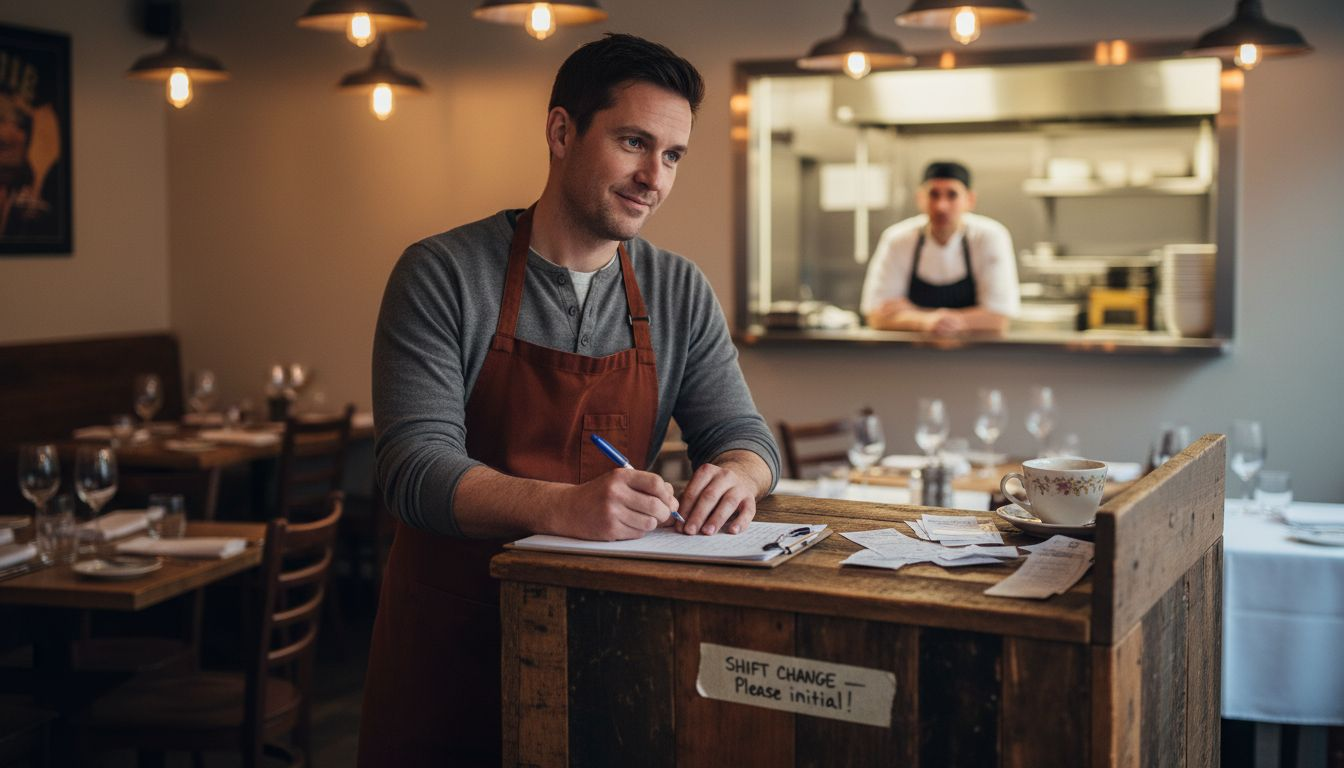 Work-Life Balance Hospitality – Impact on Canadian Restaurants 1 Manager updating shift schedule at host stand