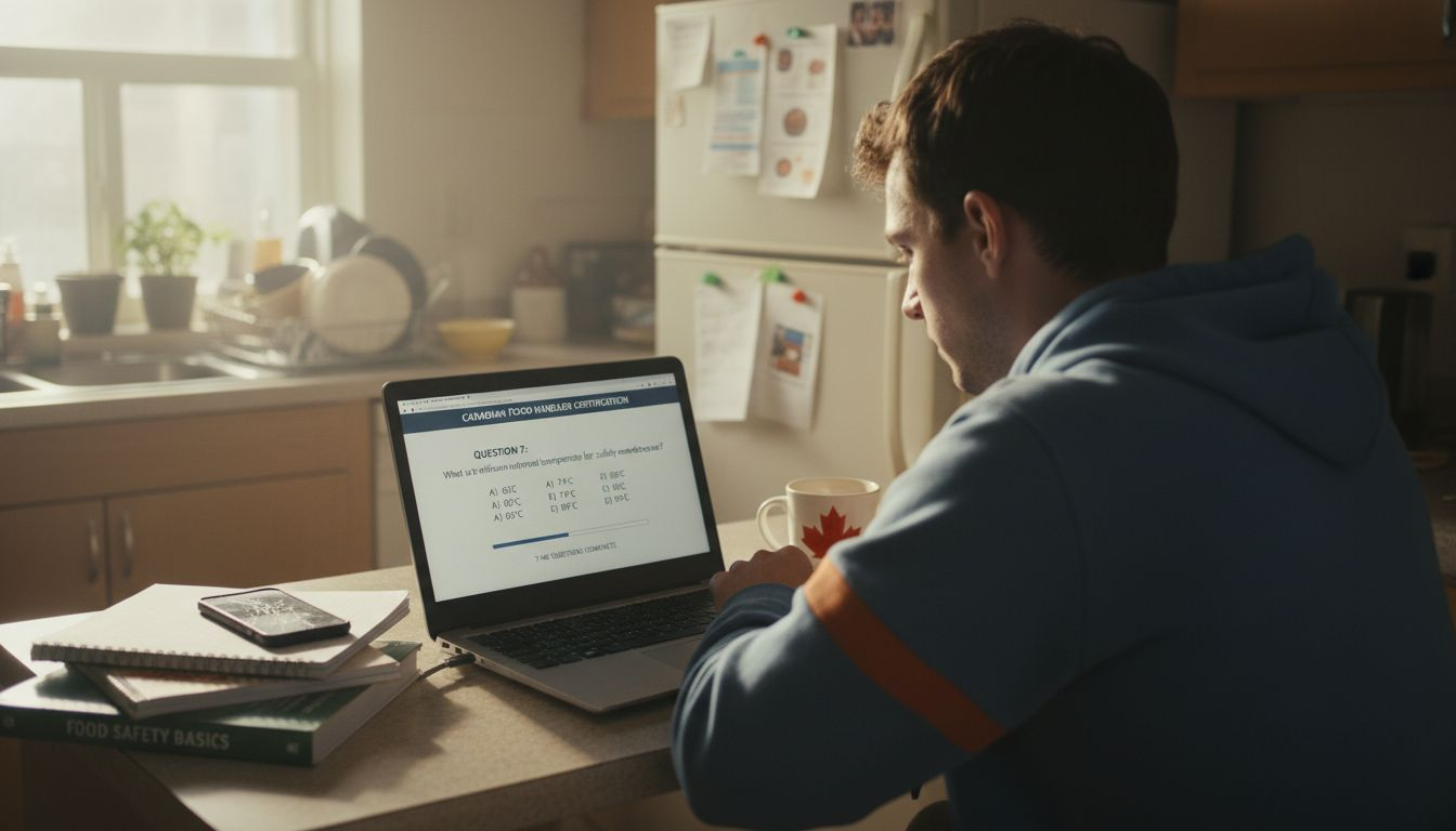 Food Handler Exam Process: Ensuring Safety Compliance 1 Person taking online food handler test at home