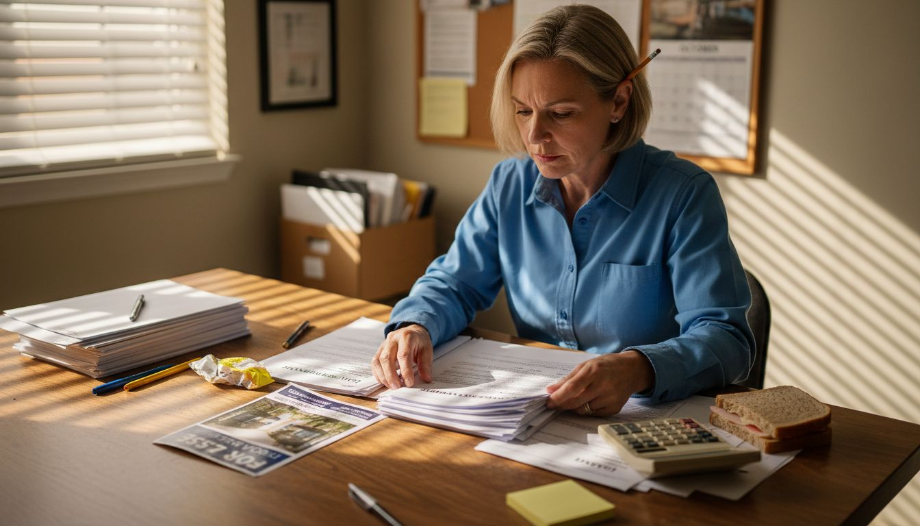 Property manager organizing diverse funding documents