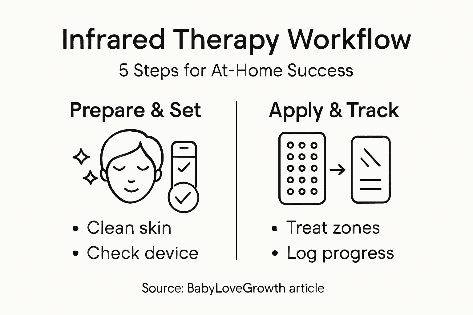 Infographic with key infrared therapy workflow steps