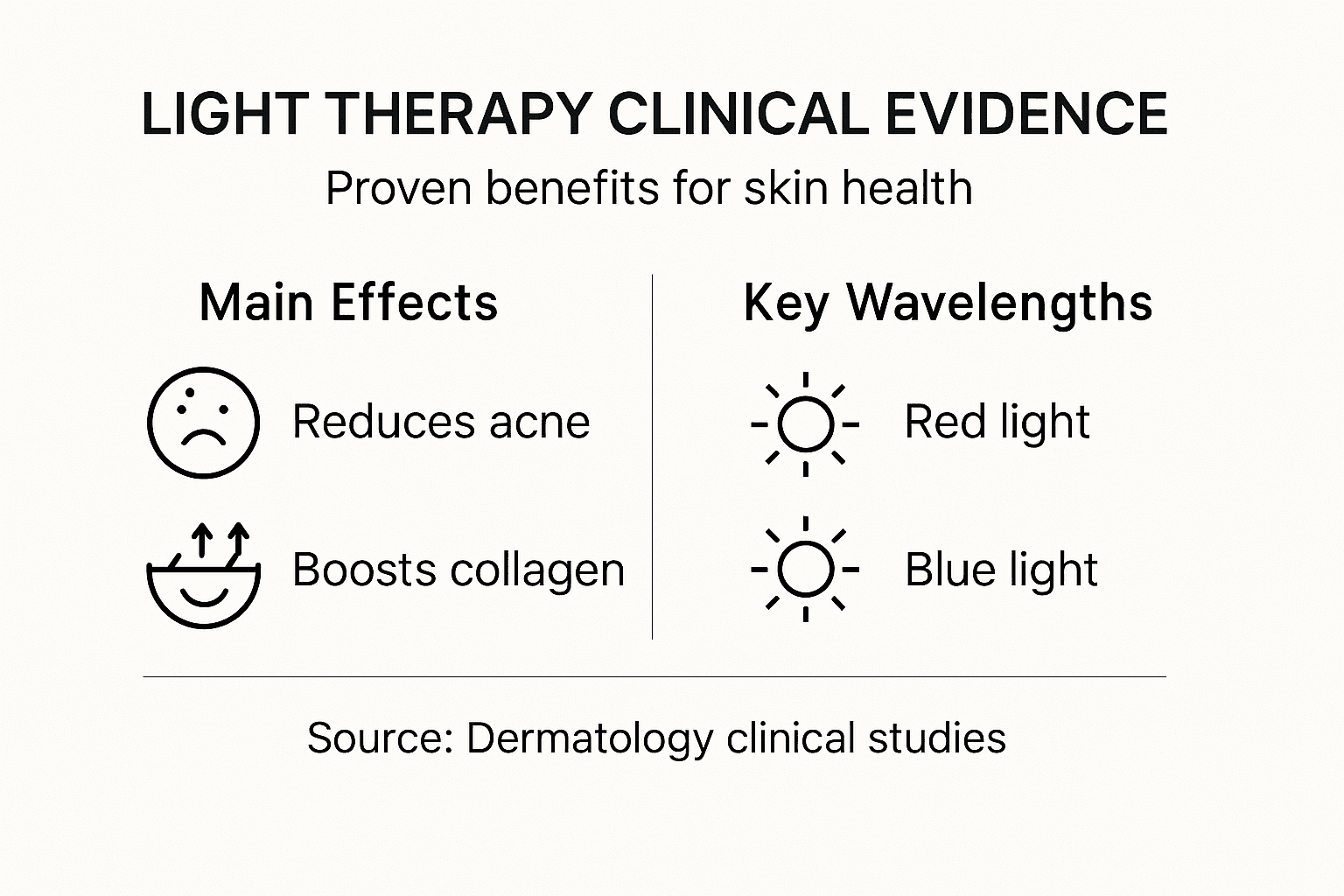 Infographic documenting light therapy skin evidence
