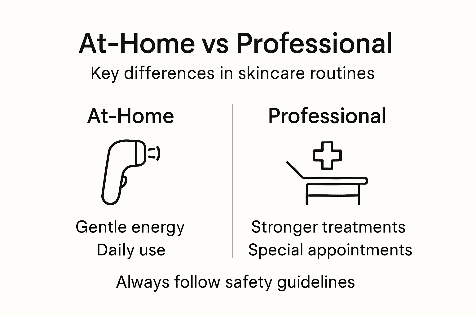 Infographic comparing at-home and professional skincare