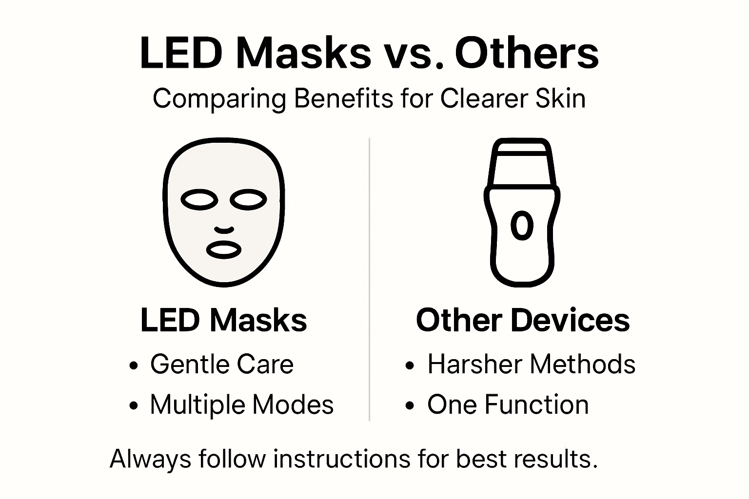Infographic comparing LED masks and other skincare