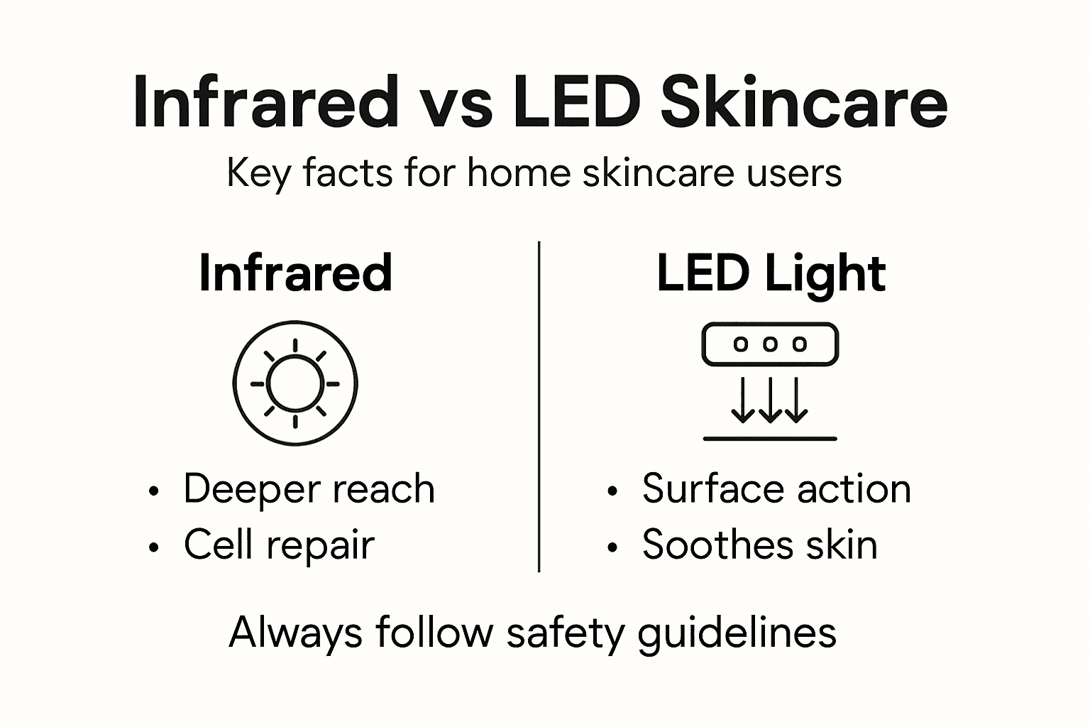 Infographic compares infrared and LED skincare
