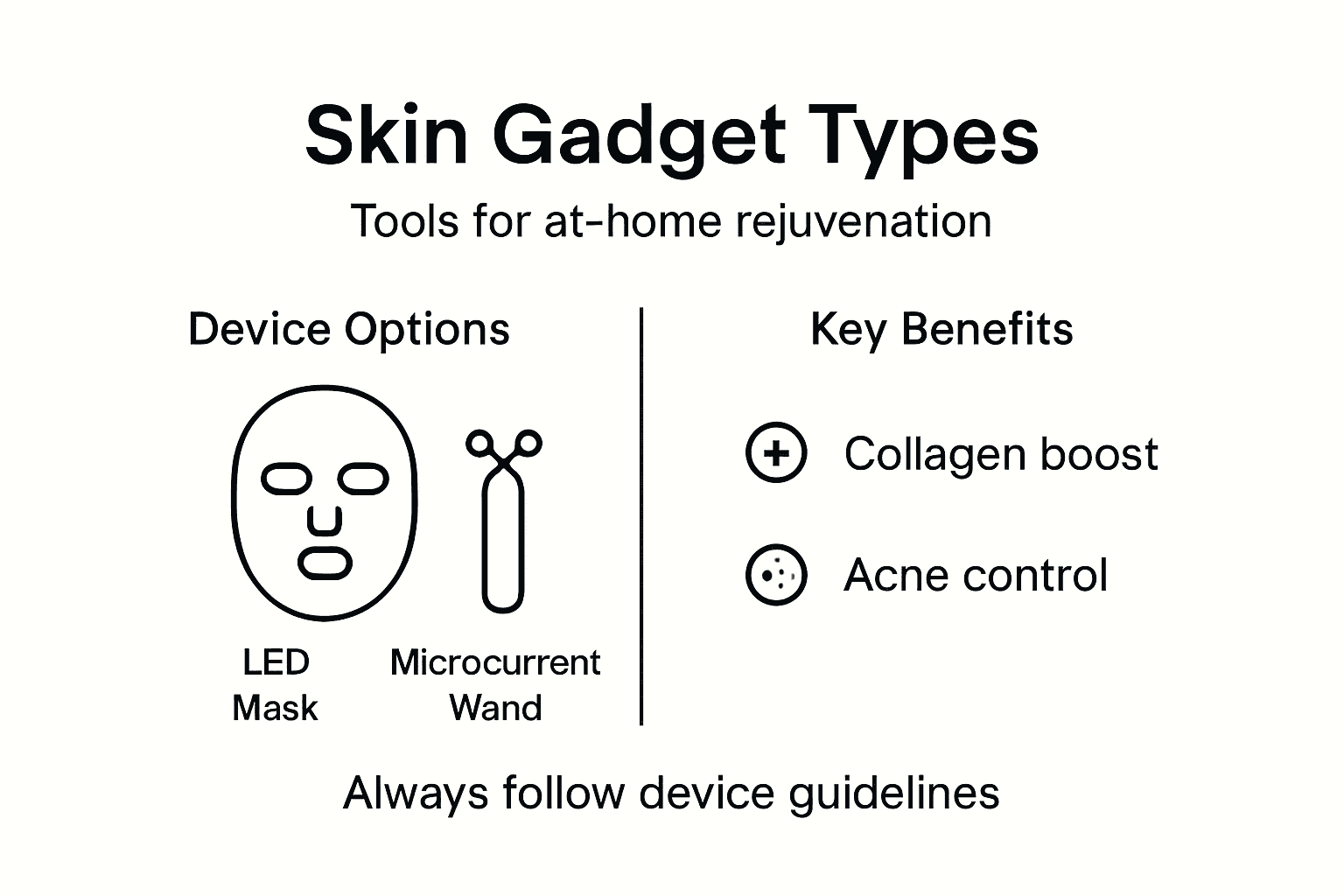 Infographic showing types and benefits of skin gadgets