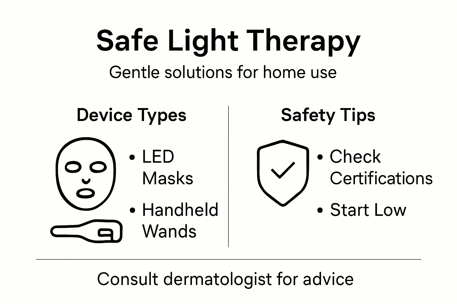 Infographic: Safe home light therapy overview