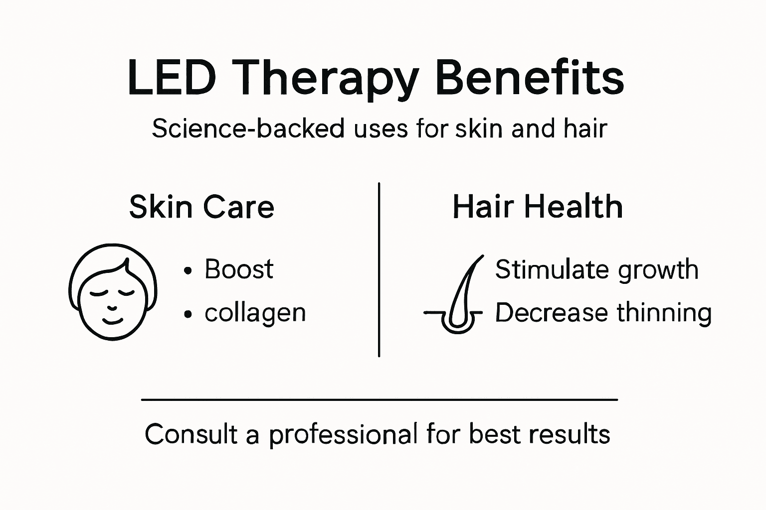 Infographic on LED therapy for skin and hair