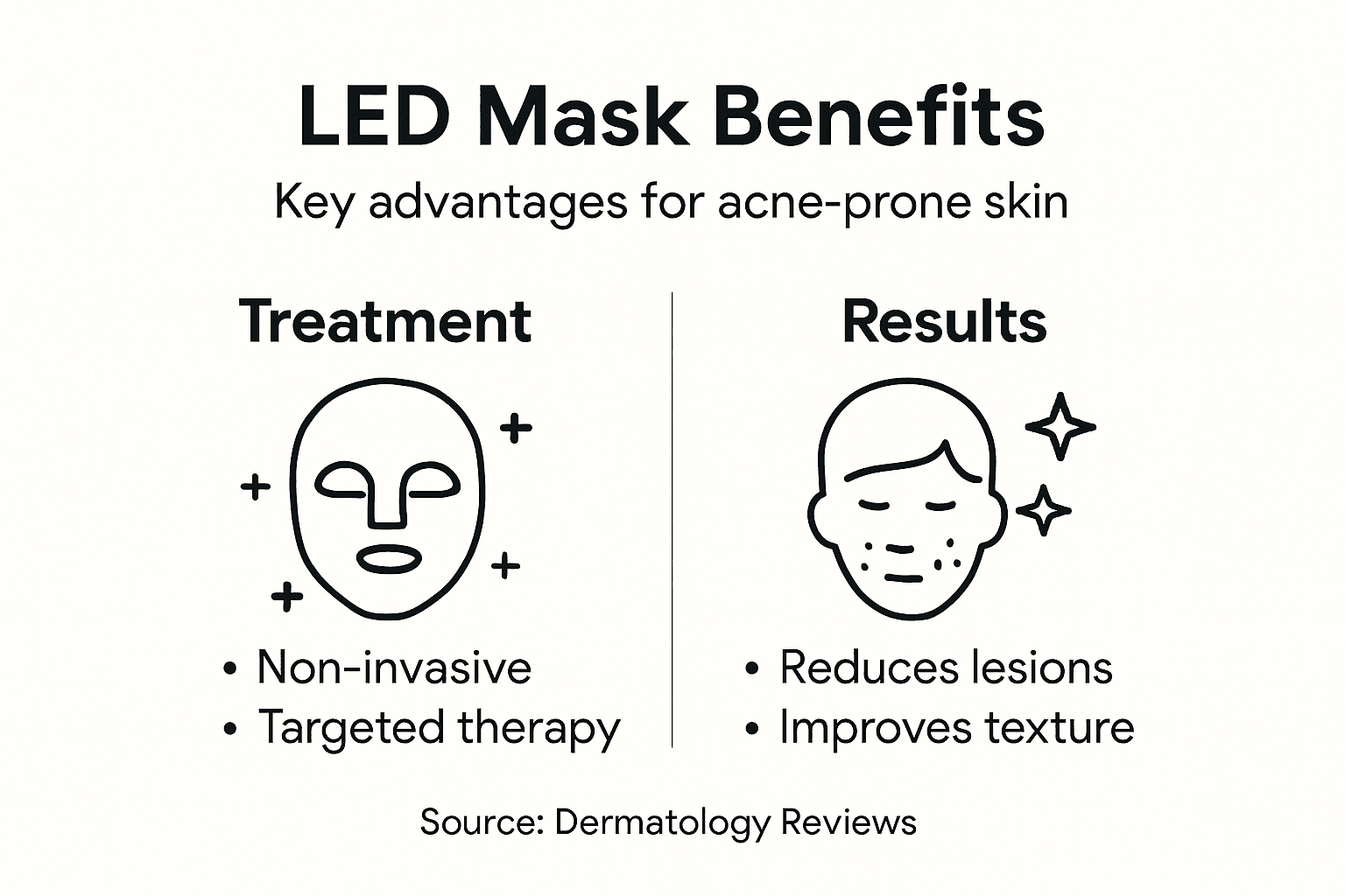 Infographic illustrating LED mask acne benefits