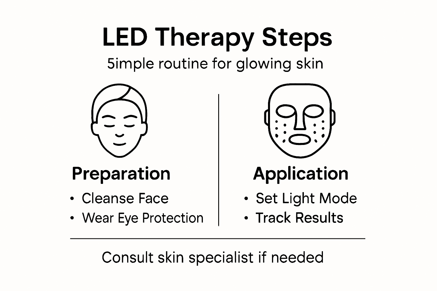 Infographic summarizing LED therapy routine