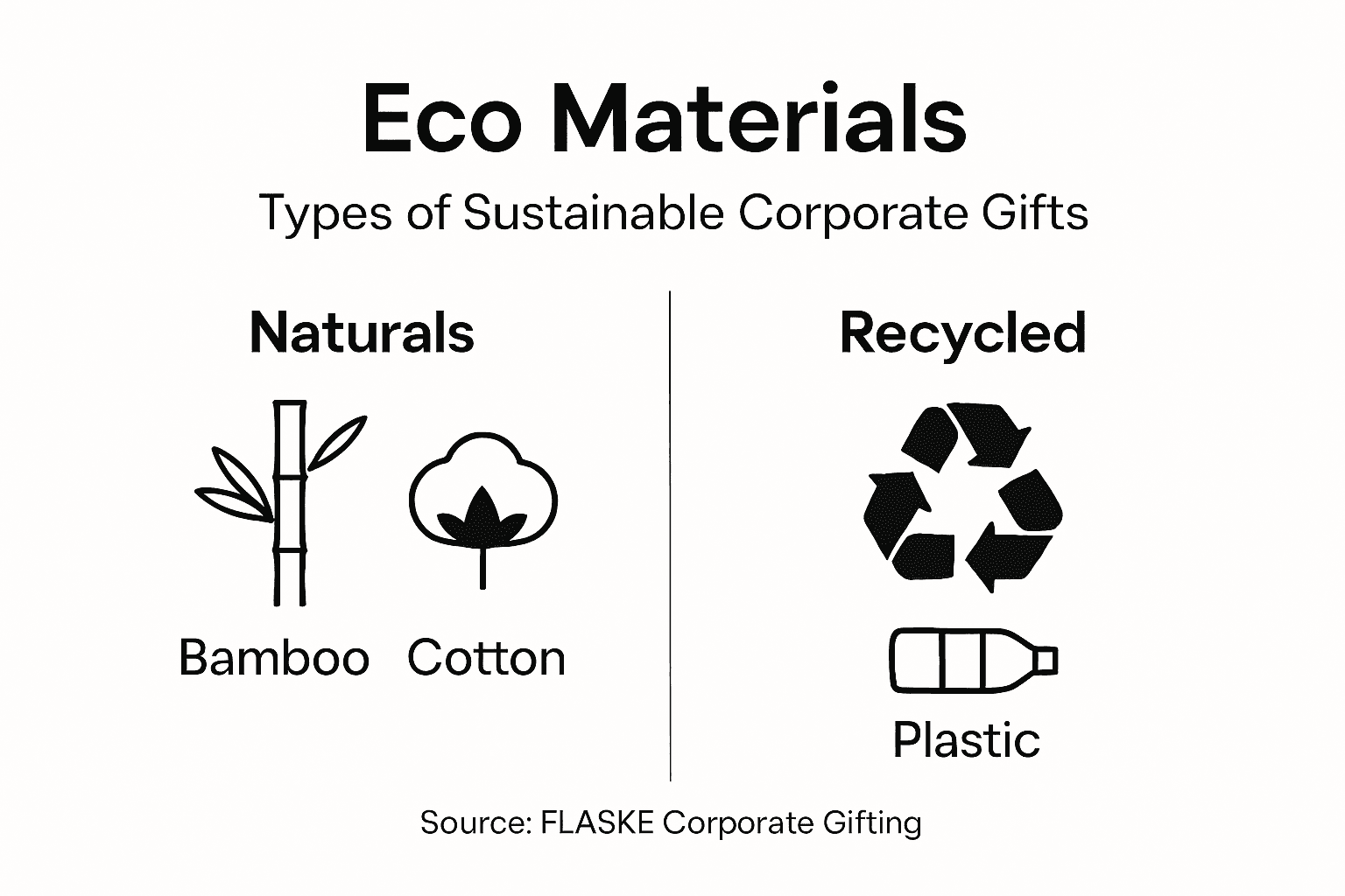 Infographic showing types of sustainable gift materials
