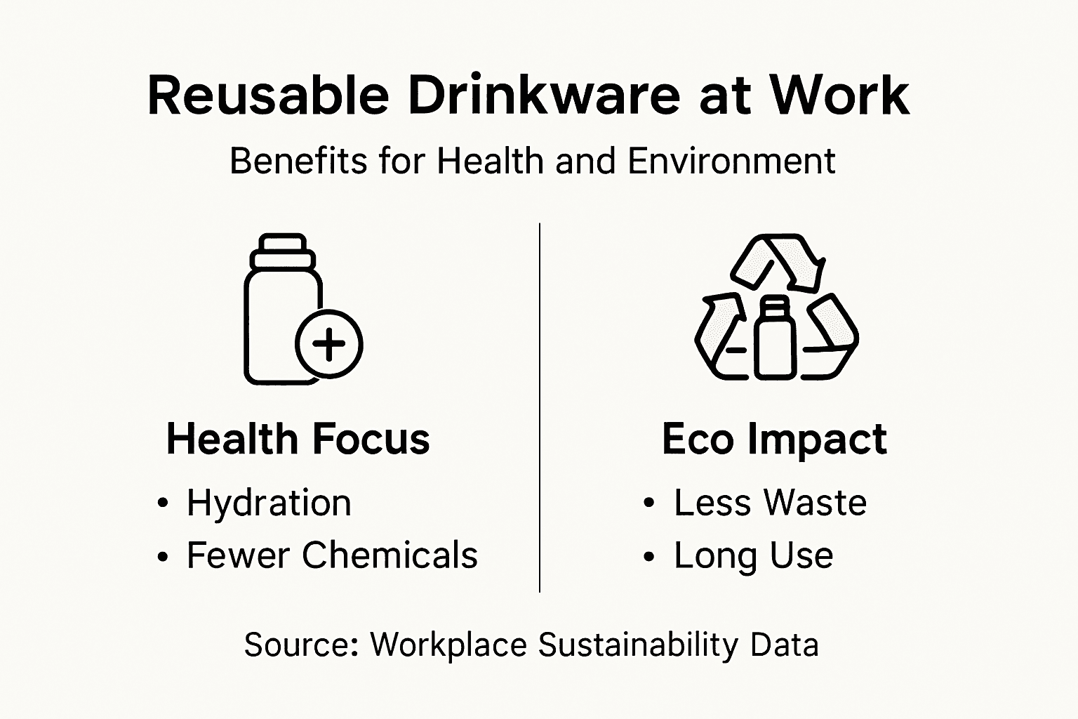 Infographic on workplace drinkware health and eco benefits