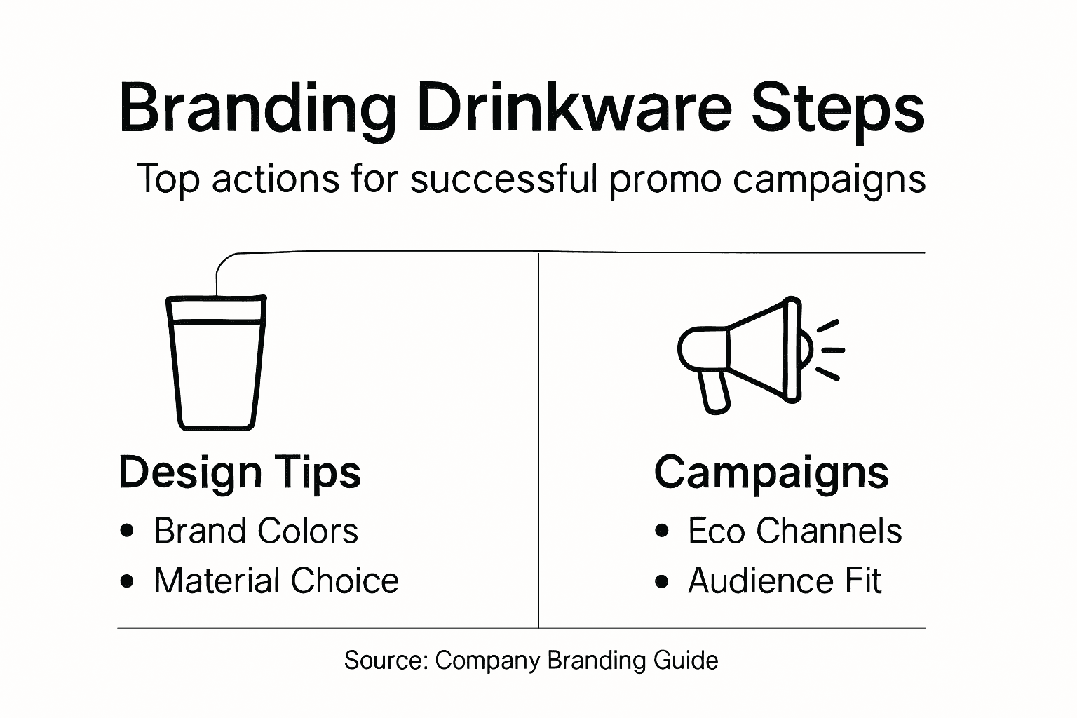 Infographic outlining steps for personalized drinkware branding