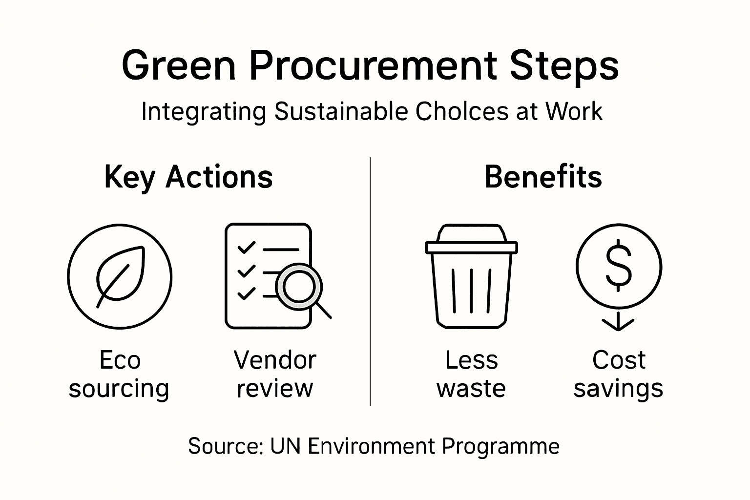 Infographic covering green procurement steps and benefits