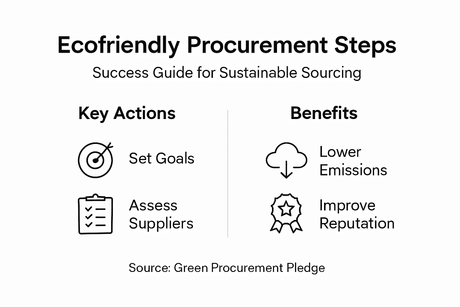 Infographic outlining ecofriendly procurement steps and benefits