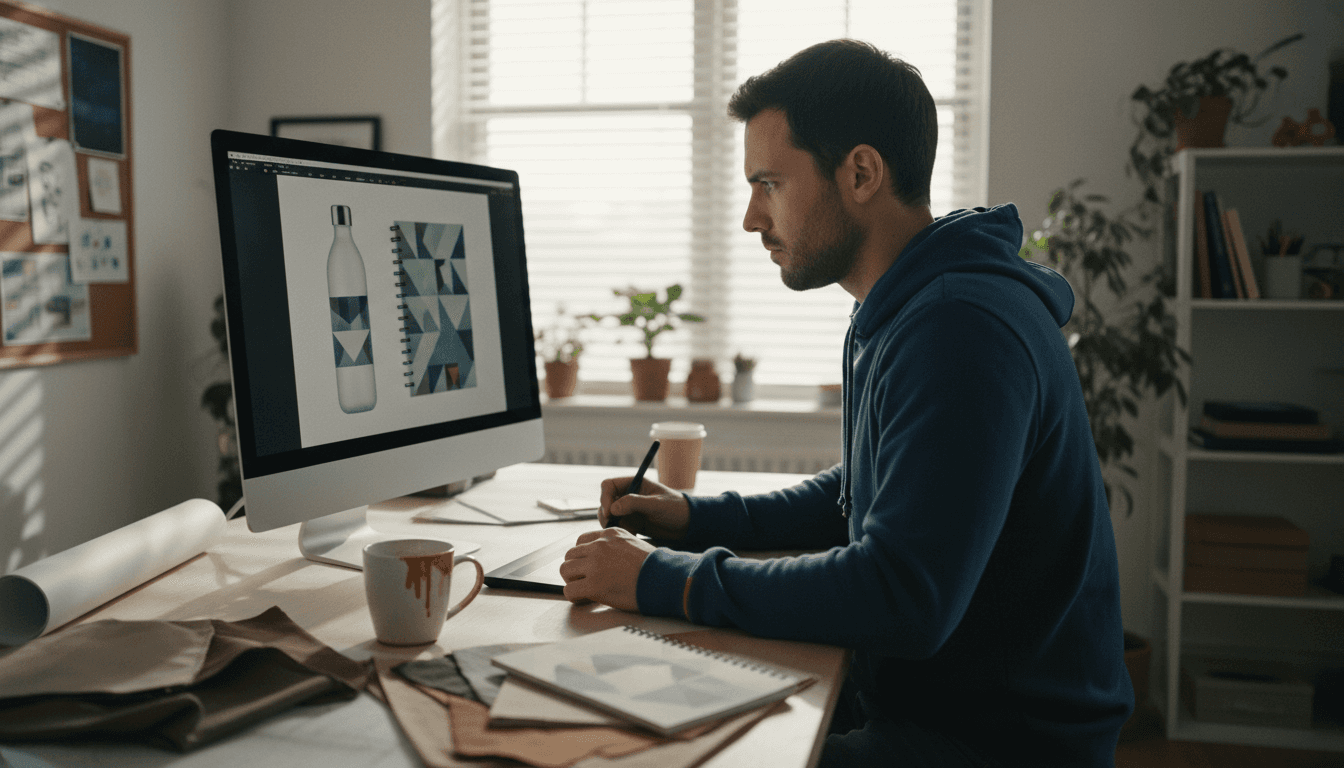 Een creatieve ontwerper geeft duurzame relatiegeschenken een persoonlijke touch.