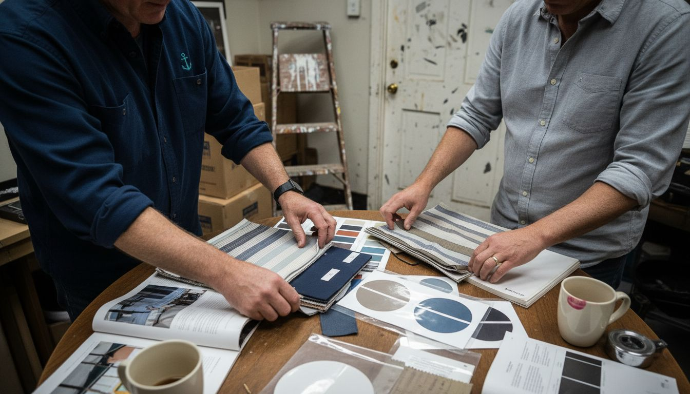 Bar owner reviews awning colour selections