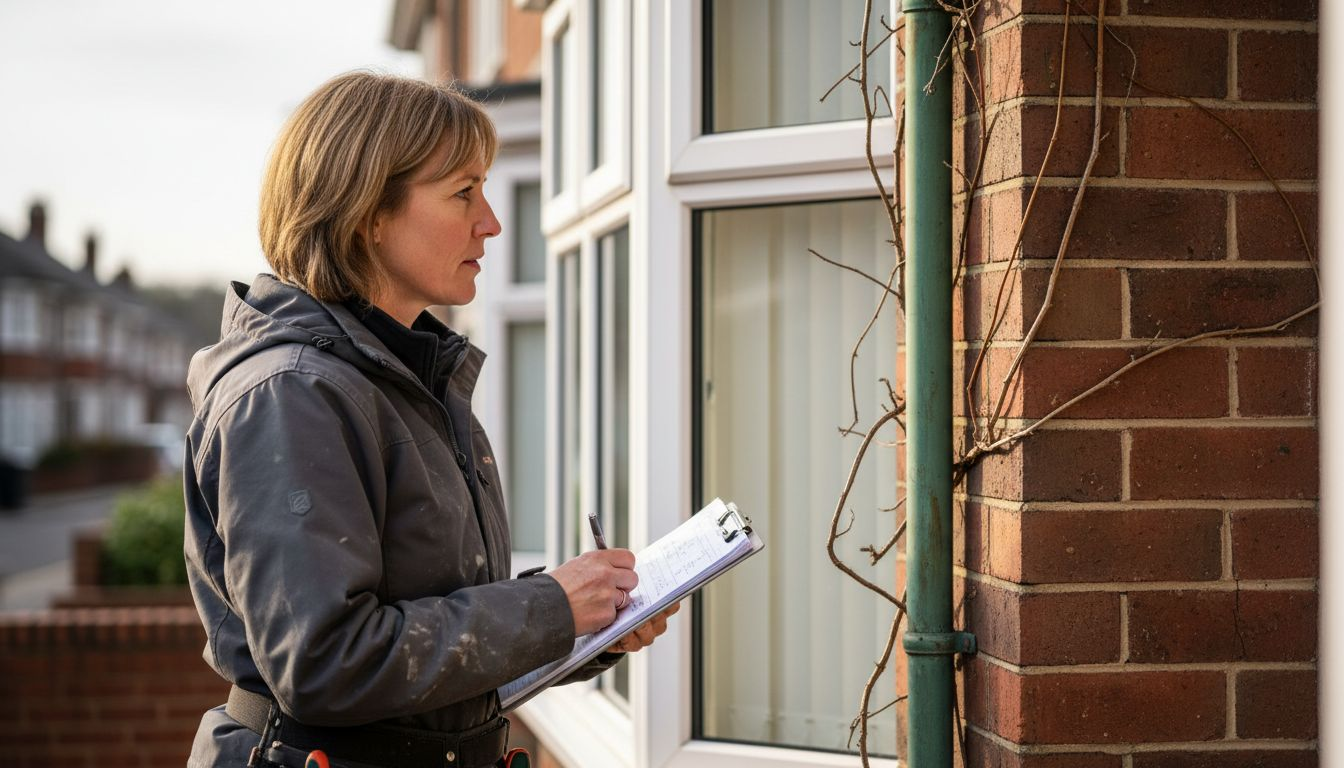 Contractor inspecting mounting points for shading