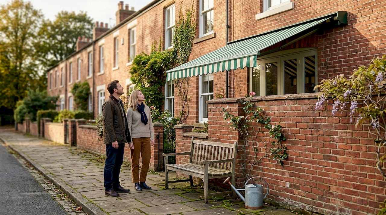Victorian home with new rear awning installation