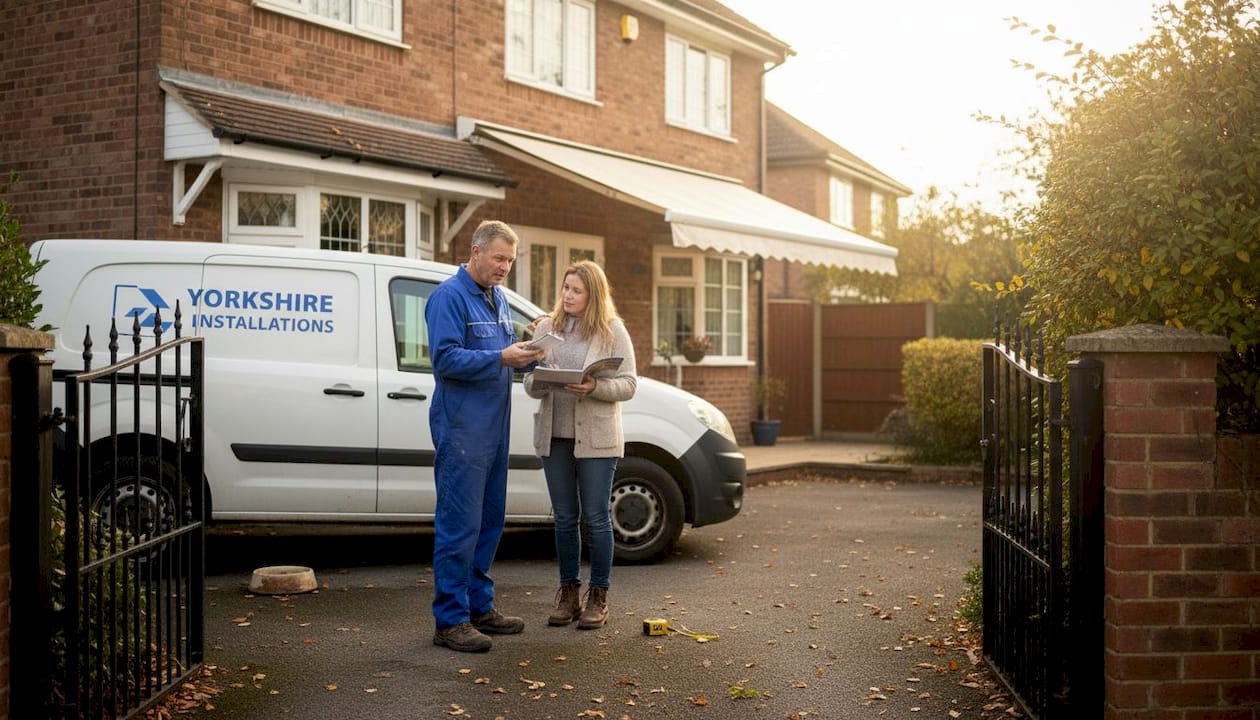 Awnings installer explains terms to homeowners
