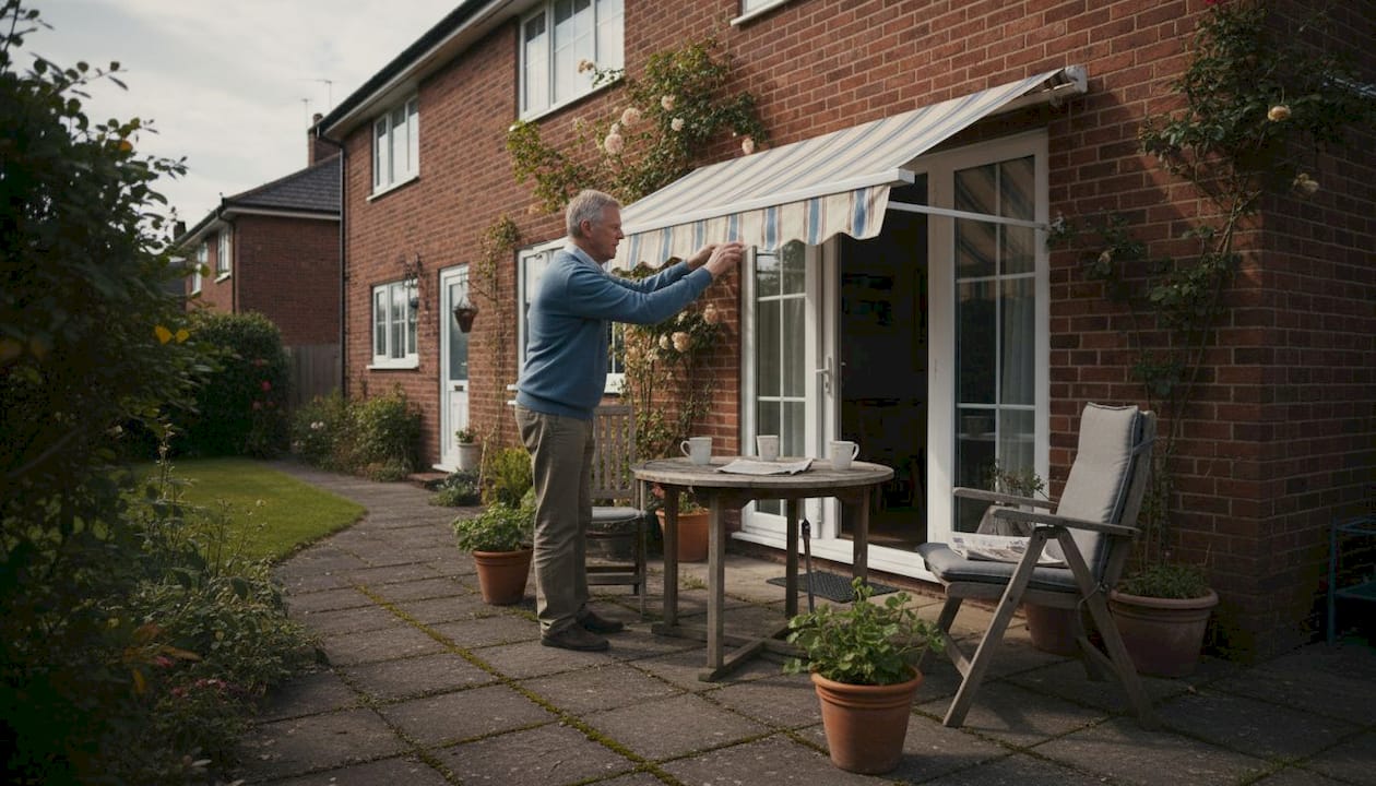 Yorkshire homeowner extending awning over patio