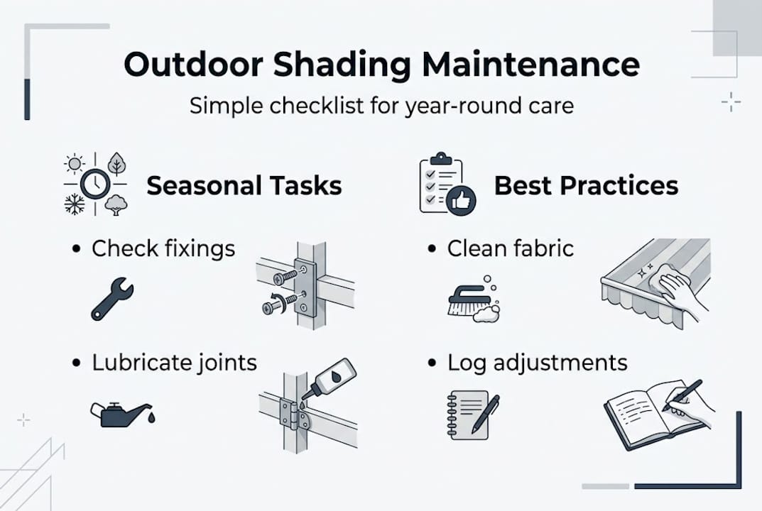 Infographic on maintaining outdoor shading systems