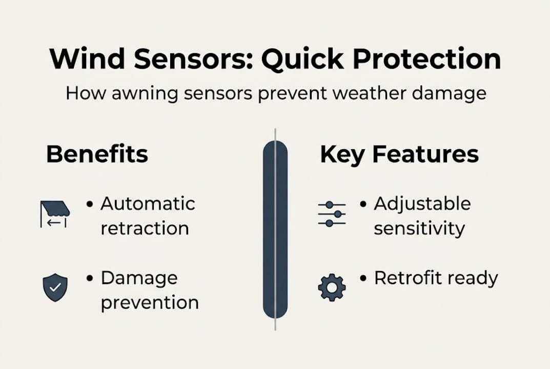 Infographic showing wind sensor benefits and features