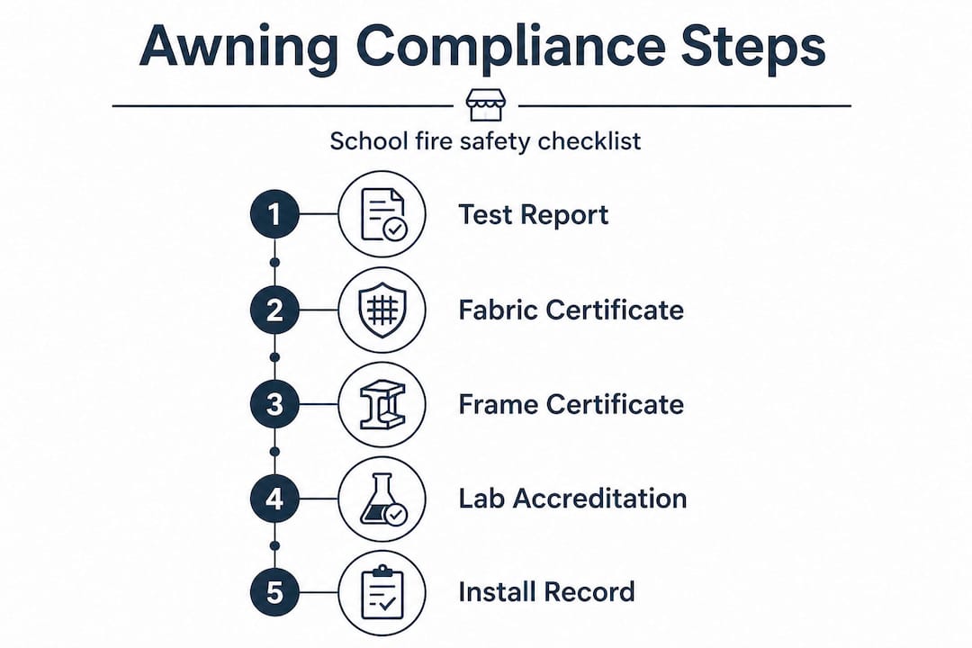Infographic: school awning fire compliance steps