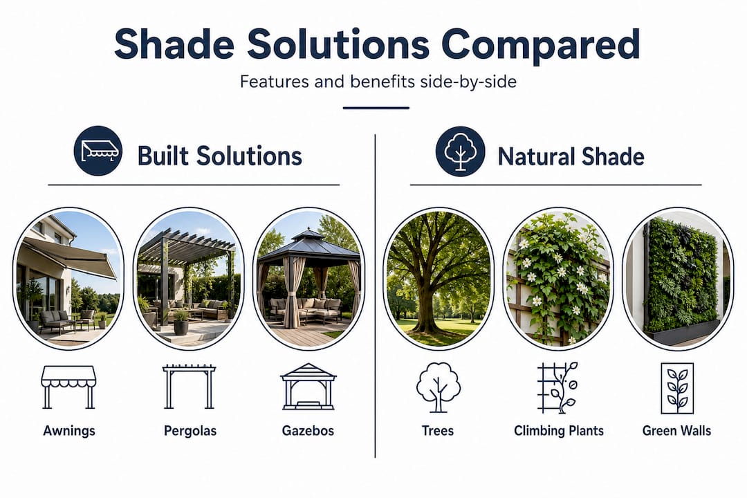 Infographic comparing built and natural shading solutions