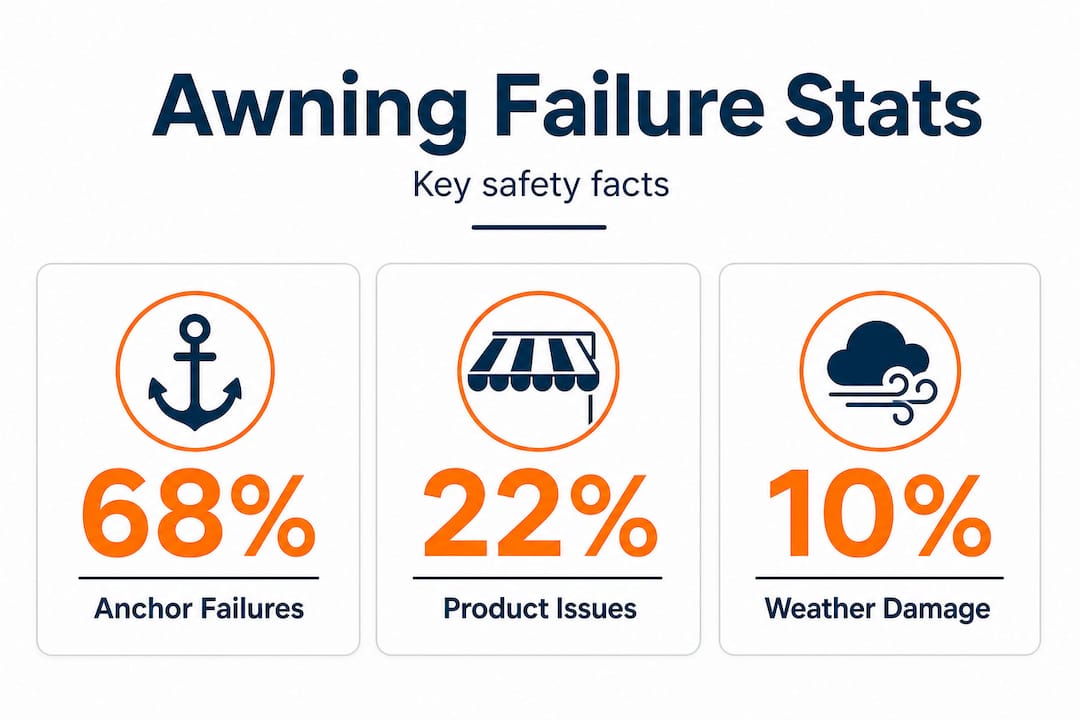 Infographic showing awning failure statistics