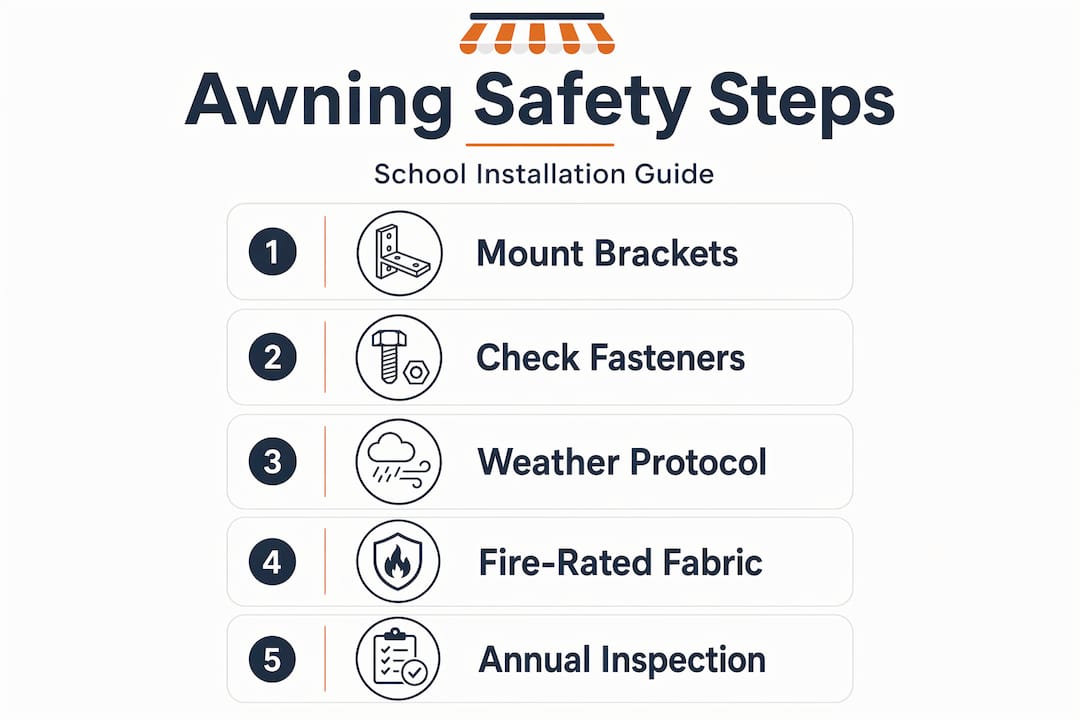 Infographic showing school awning safety steps