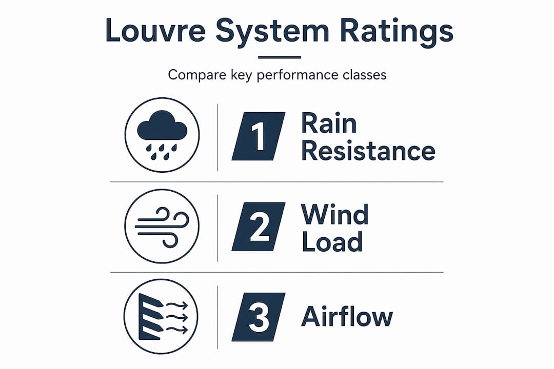 Infographic listing key louvre performance ratings