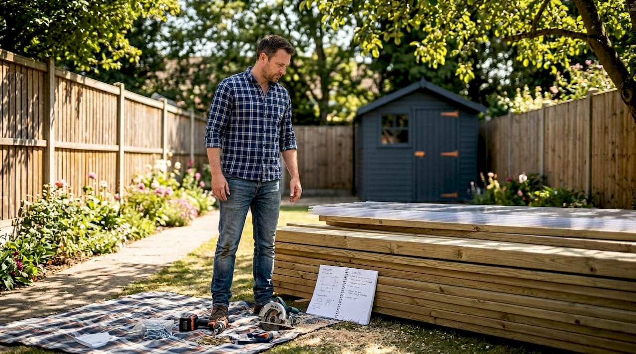 Homeowner with veranda building materials