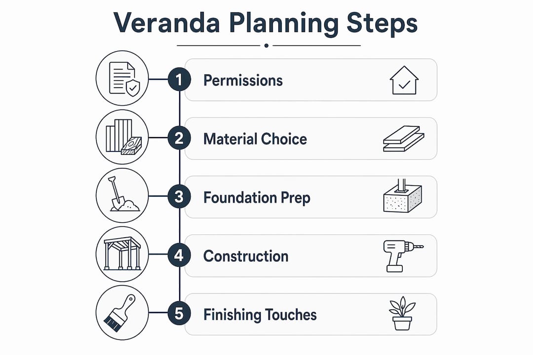 Infographic showing veranda planning steps