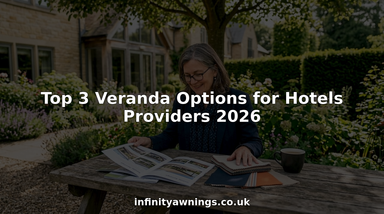 Hotel manager reviewing veranda options outdoors
