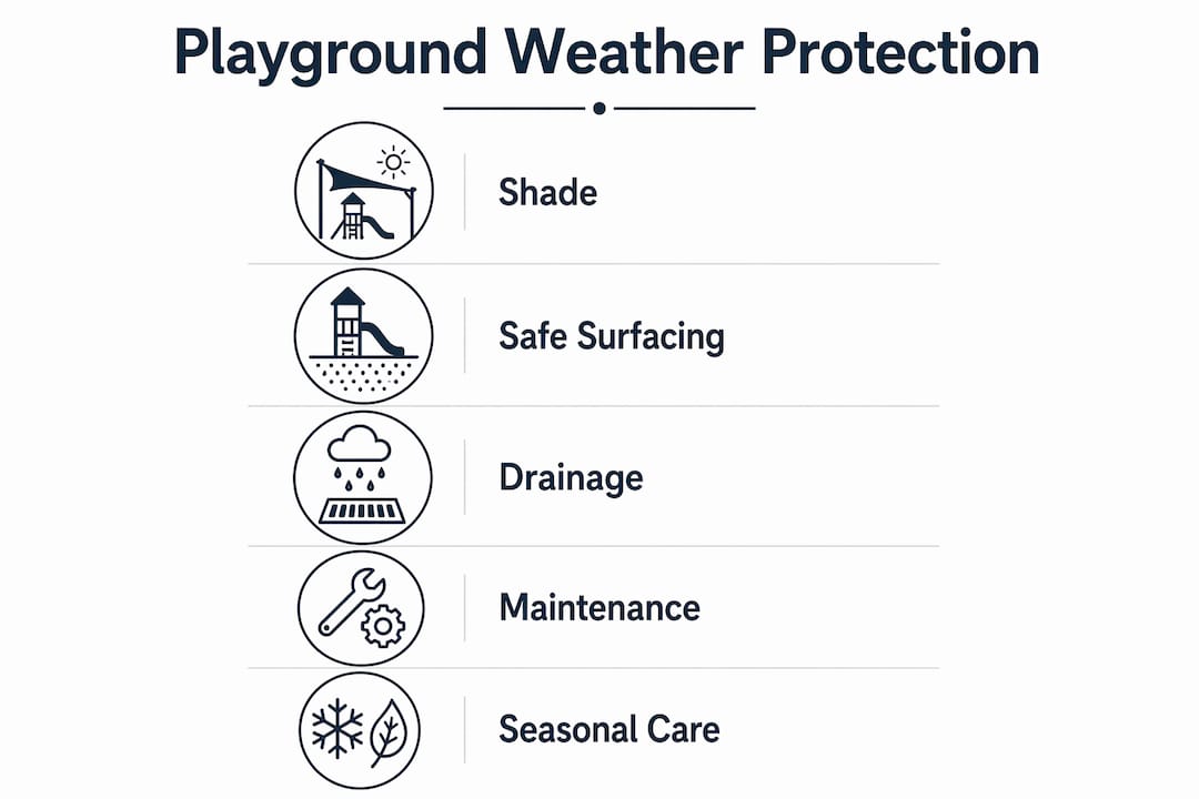 Infographic of playground weather protection steps