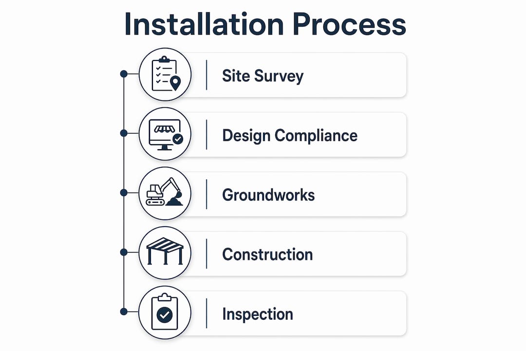 Infographic showing school pergola installation steps
