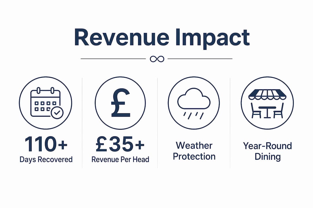Infographic showing revenue benefits of outdoor shading