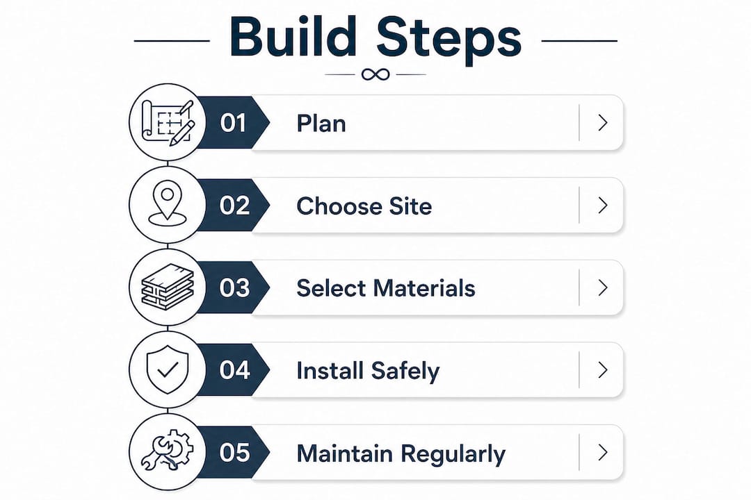 Infographic showing steps to build covered play area