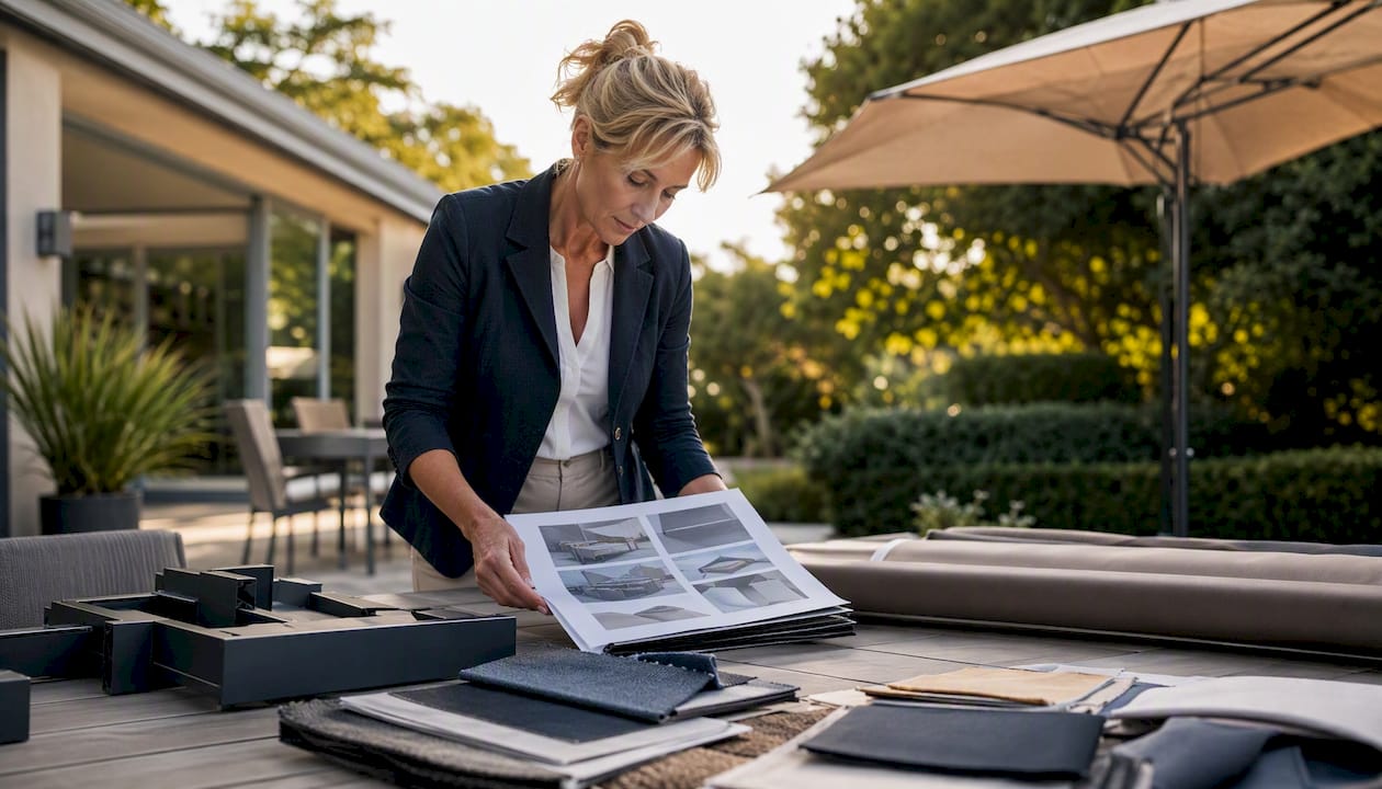 Property manager reviewing shading types comparison
