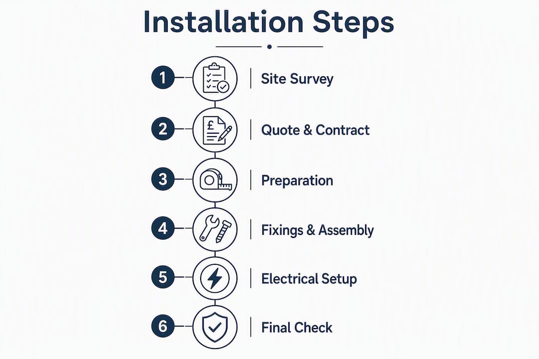 Infographic outlining outdoor shading installation steps