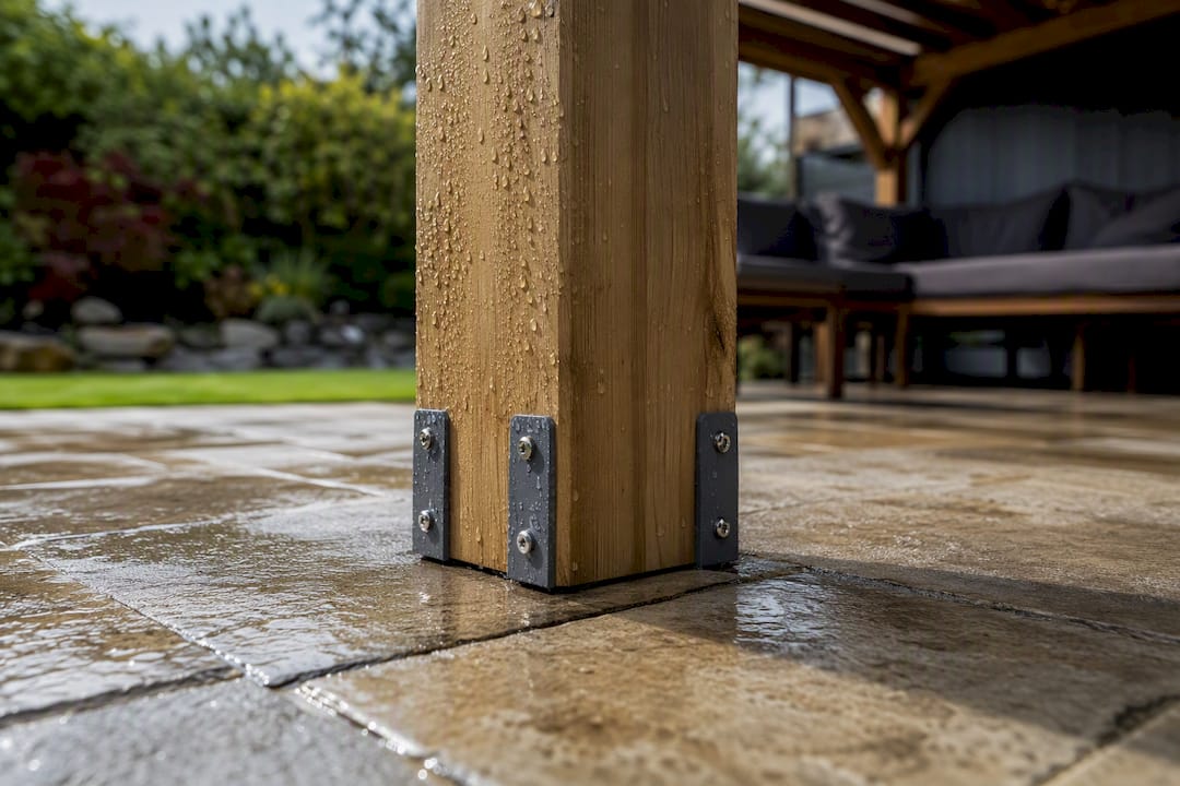 Weatherproof exterior shading structure detail