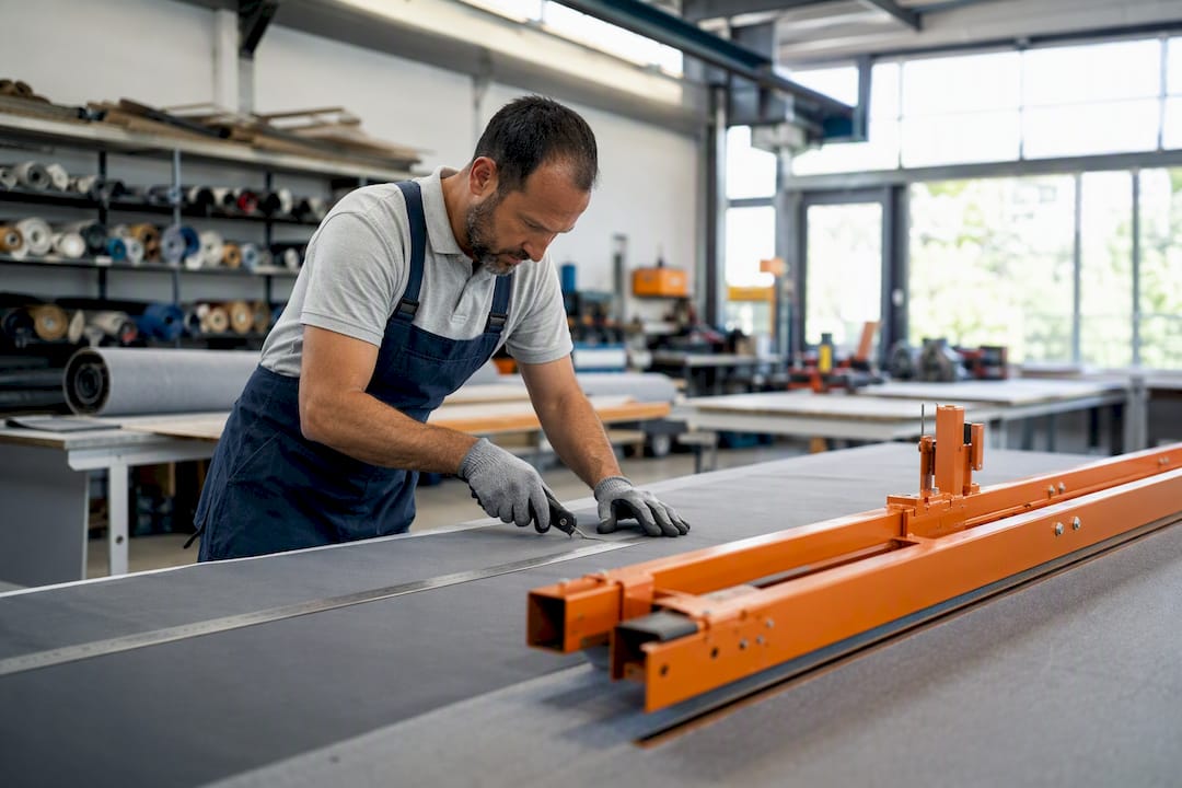 Close-up cutting fabric and assembling frame