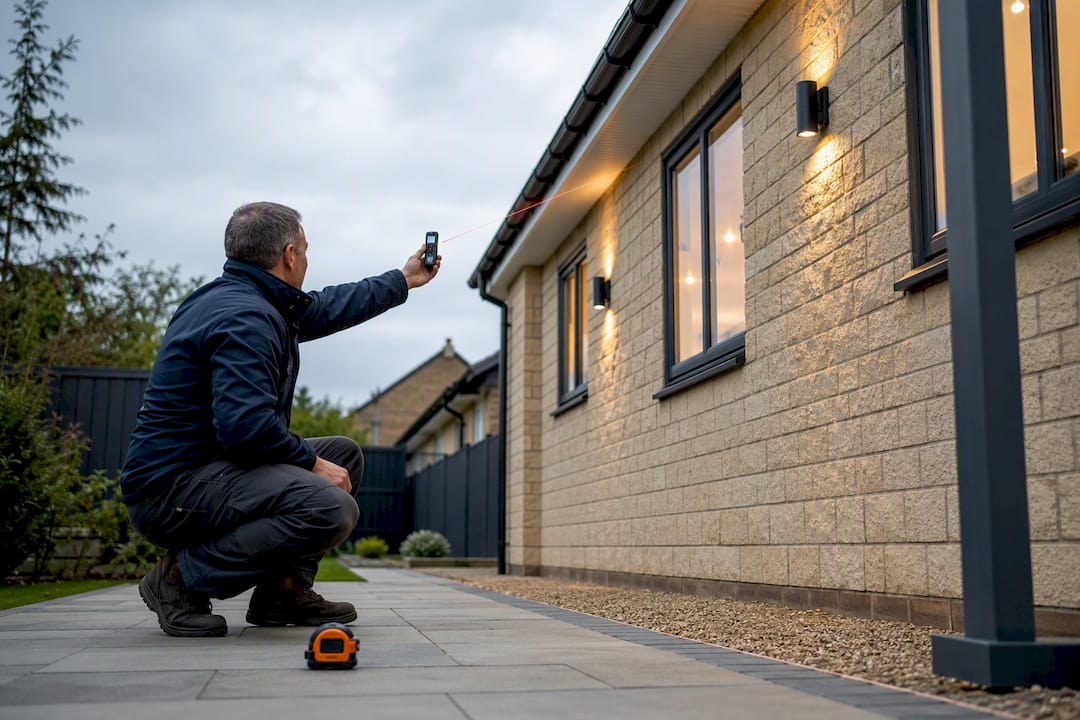 Installer inspecting UK home structure details