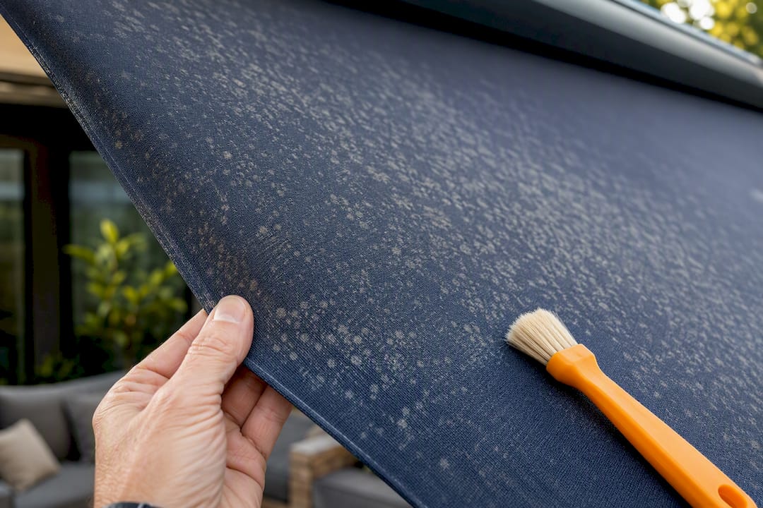 Mould spotting on awning fabric