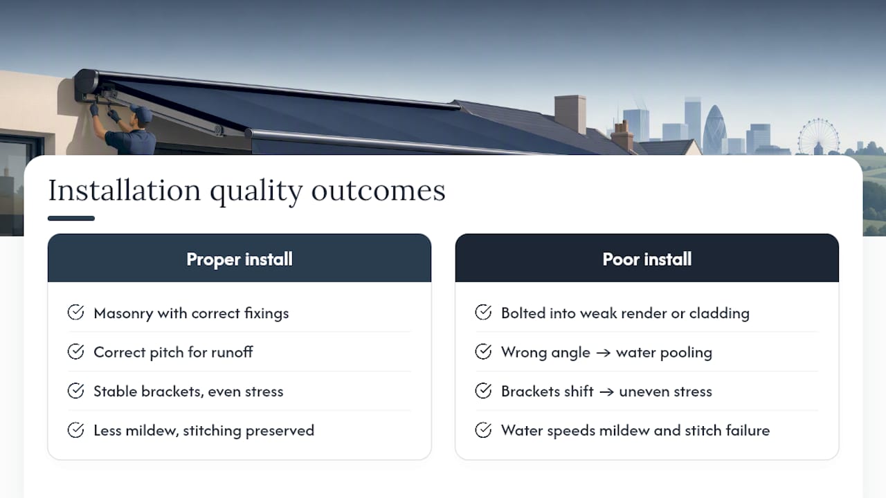Does poor installation shorten an awning's working life? — overview diagram