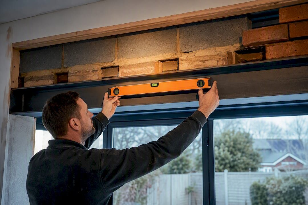 Steel spreader beam behind extension fascia