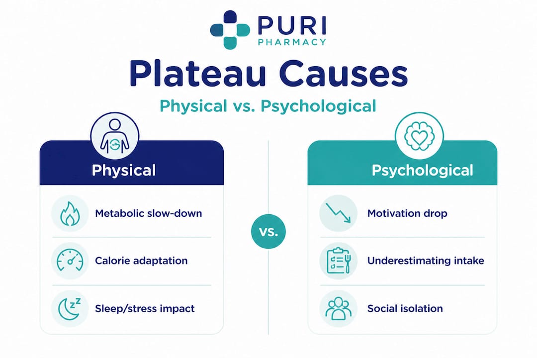 Infographic explaining weight plateau causes