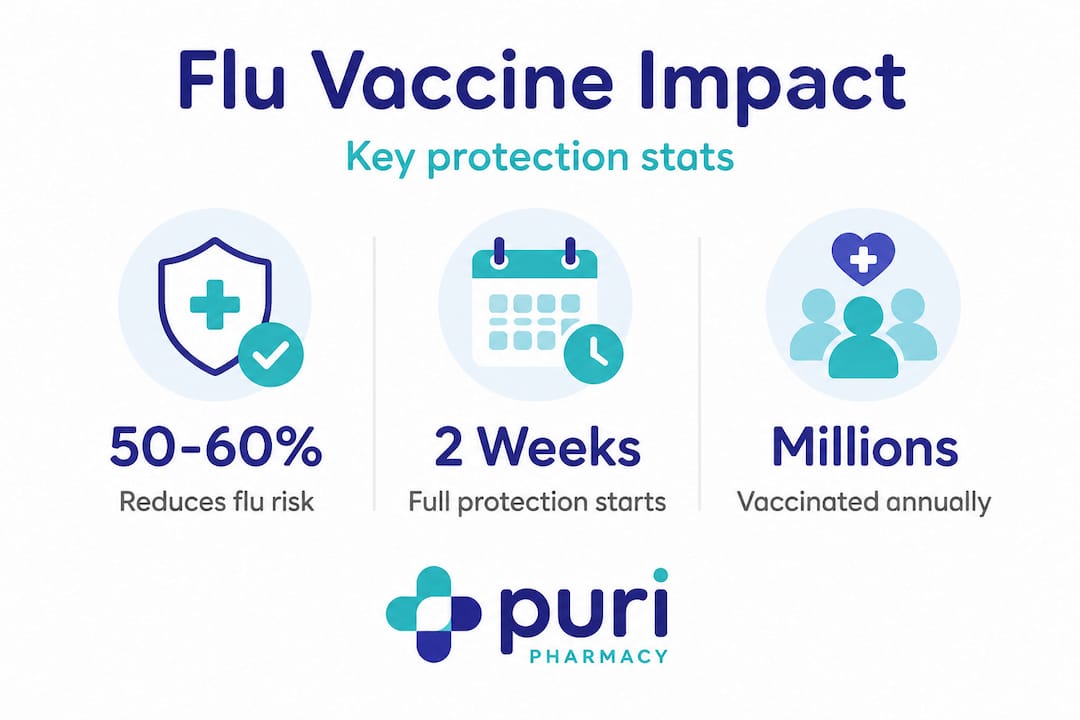 Infographic displays flu vaccine protection stats